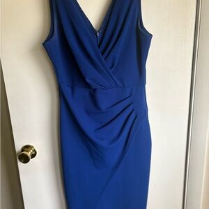 Guess Royal Blue Draped Midi Dress